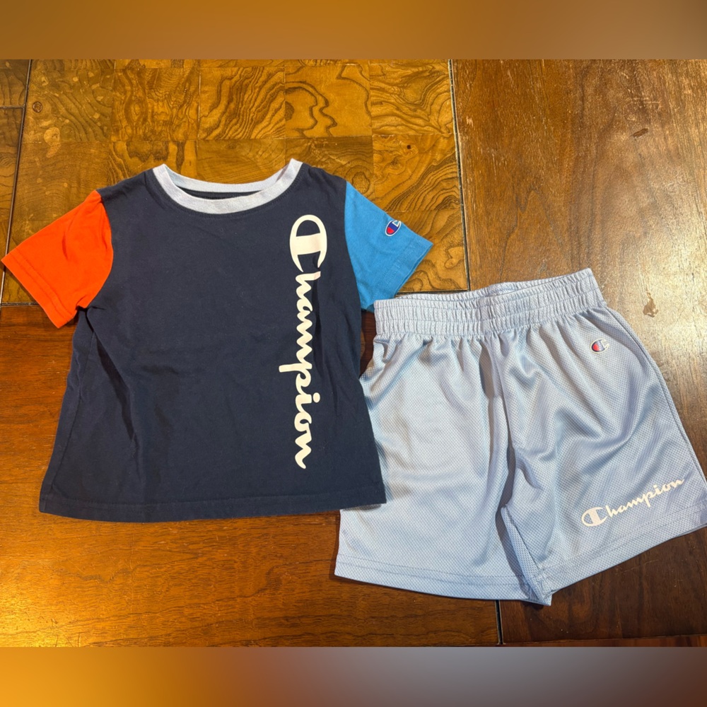 Champion Kids' T-Shirt and Shorts Set - Navy and Light Blue